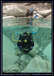 My Friend Titi Entering one of the Val Maggia Pool... As ... by Michel Lonfat 